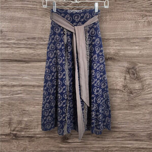 Effie's Heart unicycle print tie midi skirt with tulle ruffle trim woman's sz XS